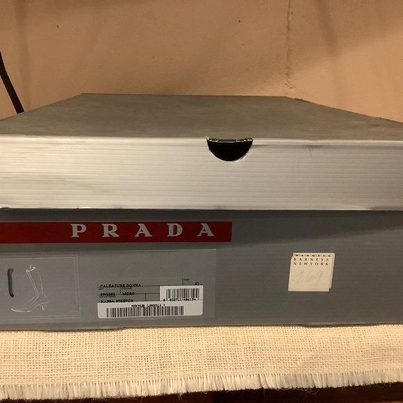 Prada Linea Rossa Black Leather Square Toe Knee-High Boots - Picture 3 of 11